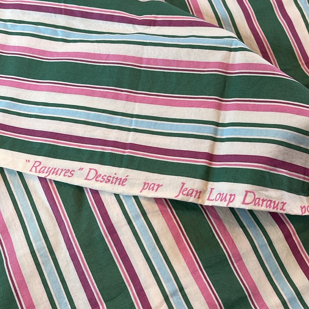 Vintage Striped Multicolor Fabric/Made in France/ 1 3/4 yd, 54 in - Picture 3 of 3